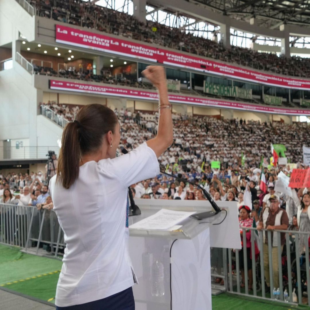 La presidenta Claudia Sheinbaum durante su gira en San Luis Potosí